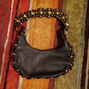 Charm and Luck Black Leather Purse Hobo